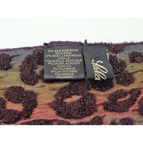 LM Saldarini Rainbow Multicolor Cheetah Print Rectangle Wool Silk Scarf Wrap EUC - Picture 3 of 5